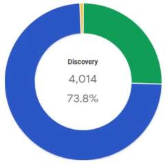 Circle graph showing almost 74% of this customer's Google Business Profile impressions were discovery searches